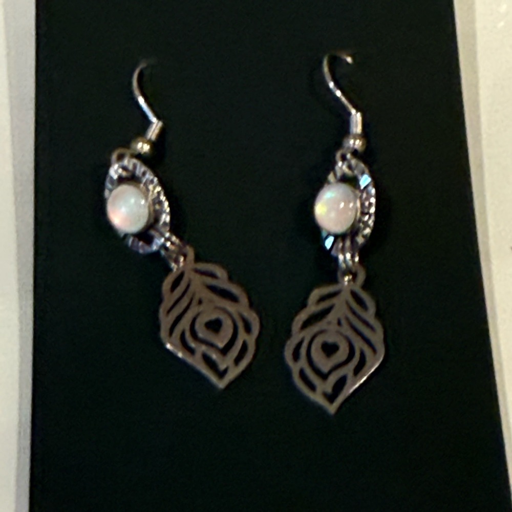 Elegant Silver and White Dangle Earrings